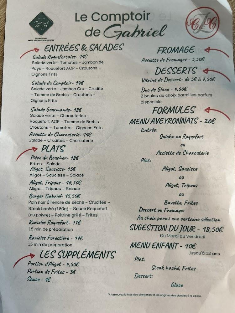 Le Comptoir de Gabriel - Menu Image 1